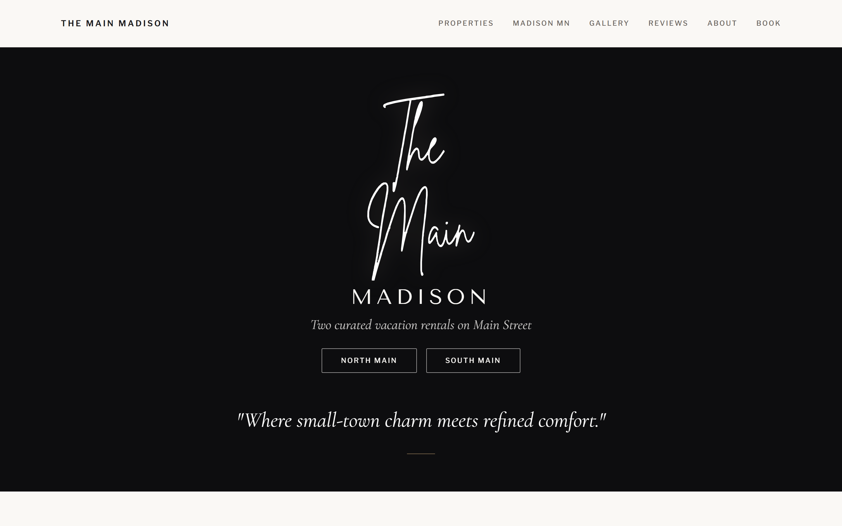 Homepage of the The Main Madison website